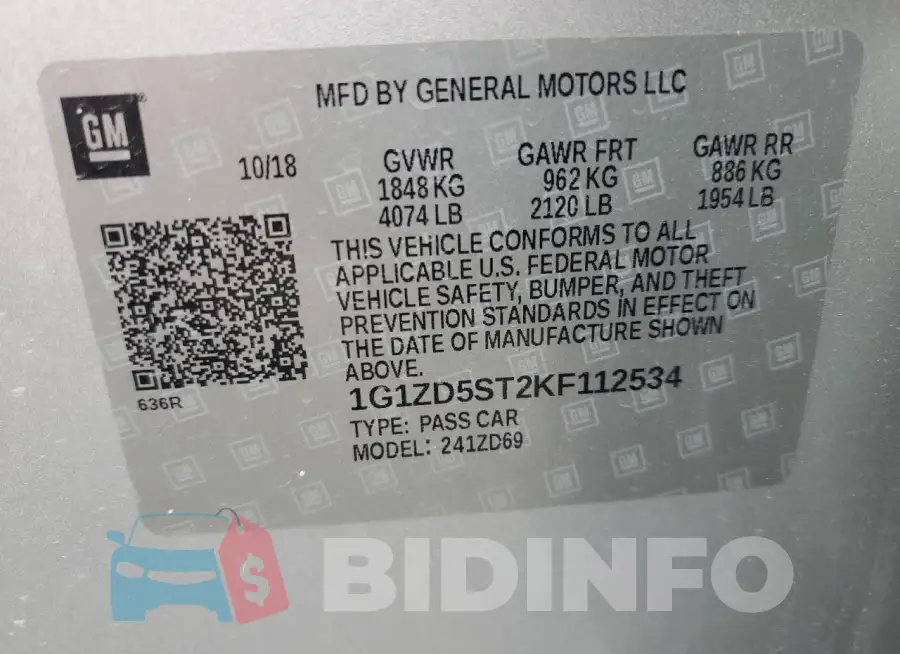 1G1ZD5ST2KF112534 Photo# 12