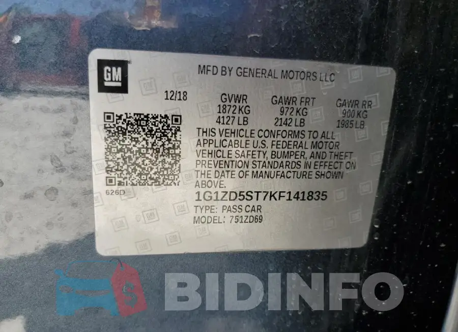 1G1ZD5ST7KF141835 Photo# 12