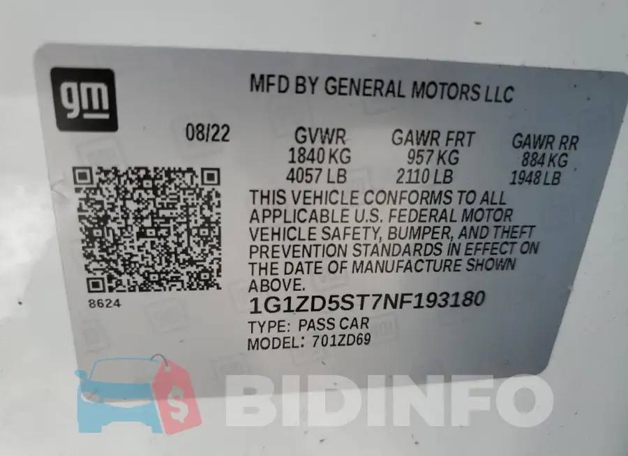 1G1ZD5ST7NF193180 Photo# 12