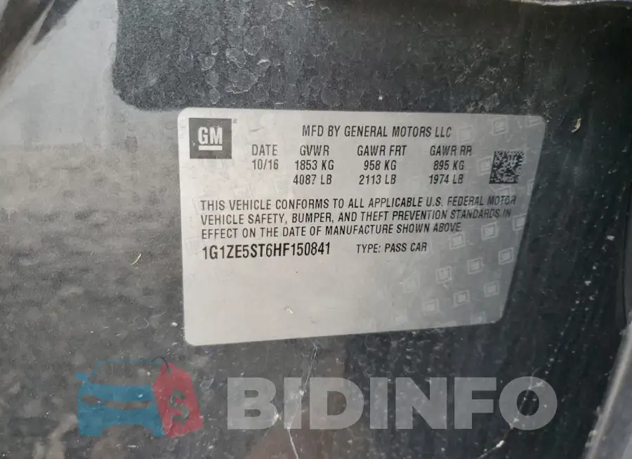 1G1ZE5ST6HF150841 Photo# 12