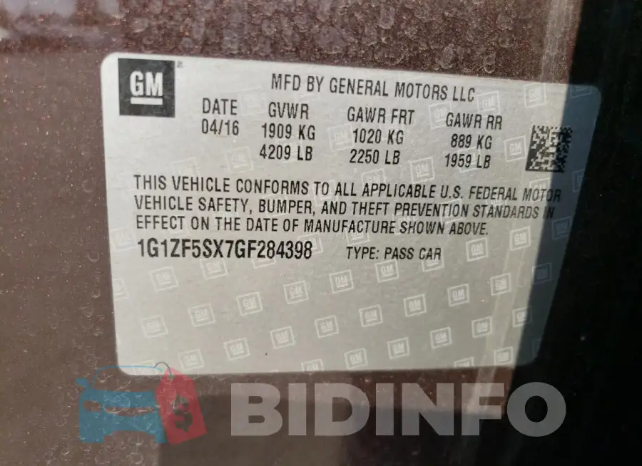 1G1ZF5SX7GF284398 Photo# 12