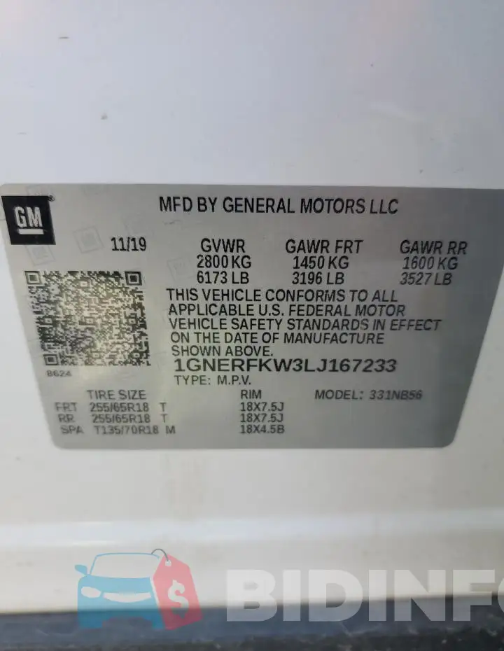 1GNERFKW3LJ167233 Photo# 13
