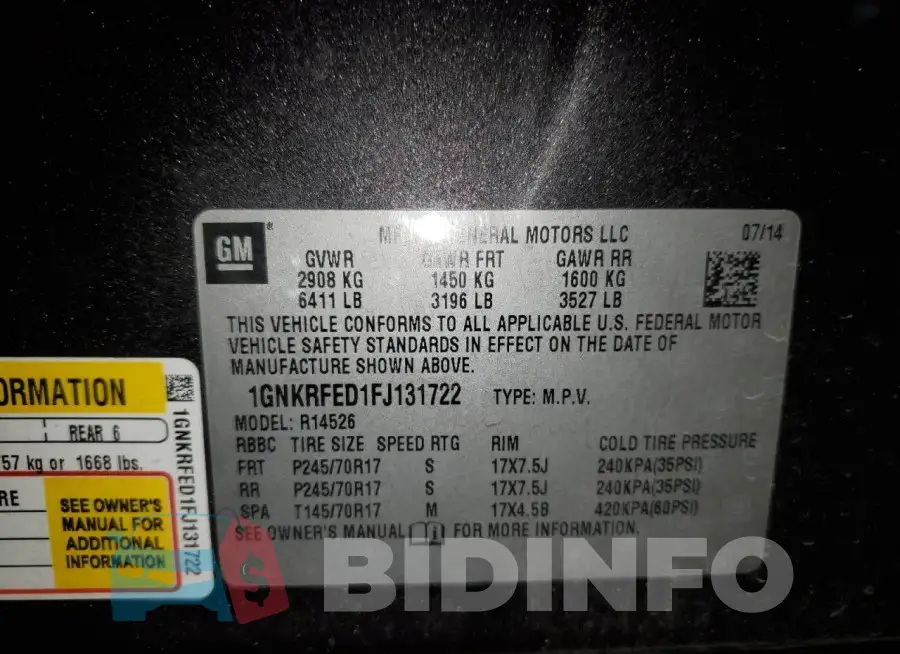 1GNKRFED1FJ131722 Photo# 12