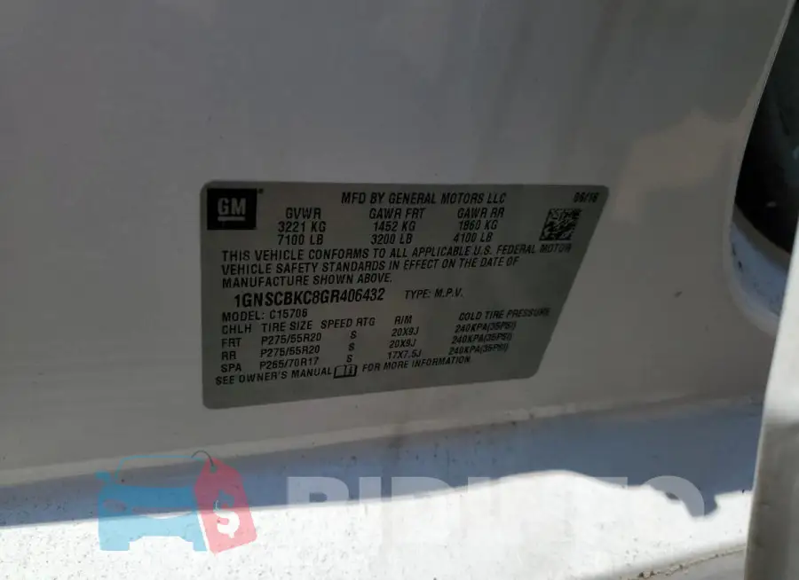 1GNSCBKC8GR406432 Photo# 13