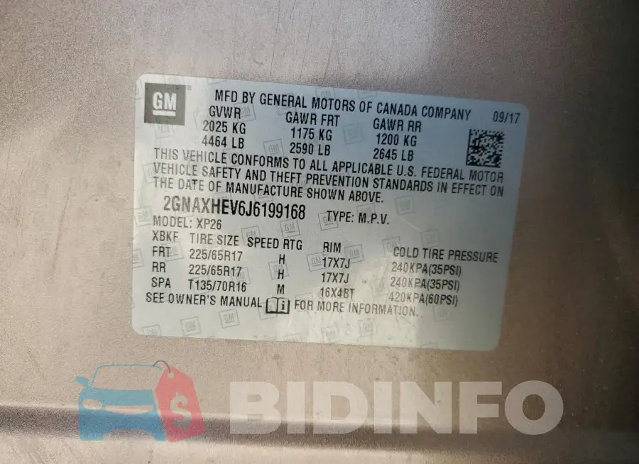 2GNAXHEV6J6199168 Photo# 13