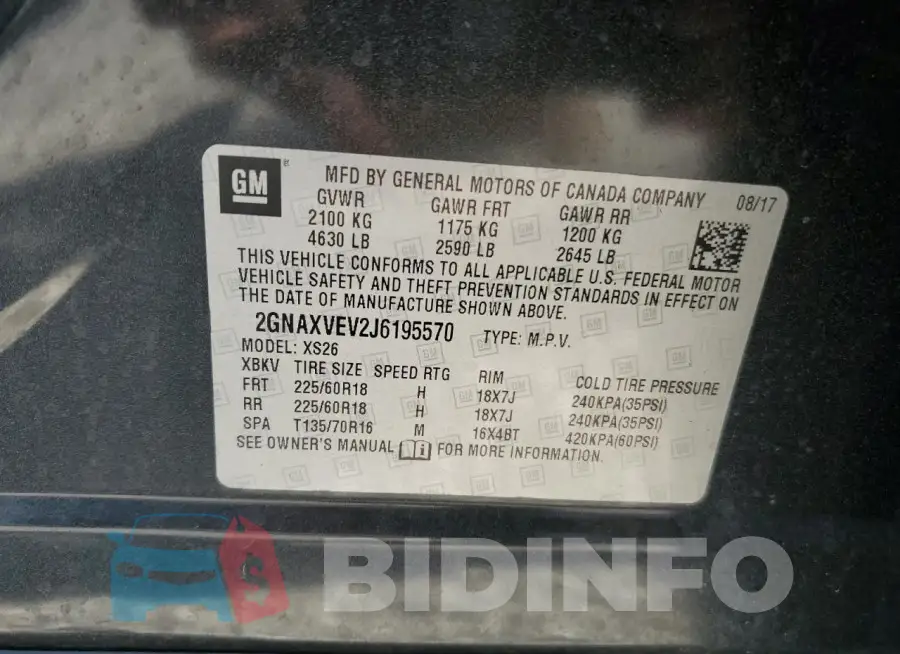 2GNAXVEV2J6195570 Photo# 13