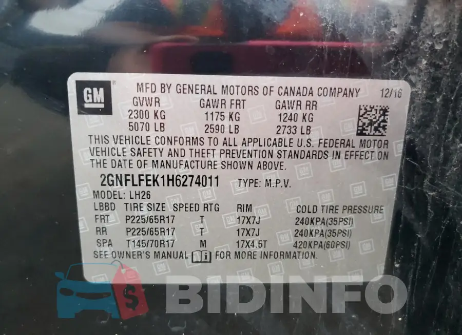 2GNFLFEK1H6274011 Photo# 13