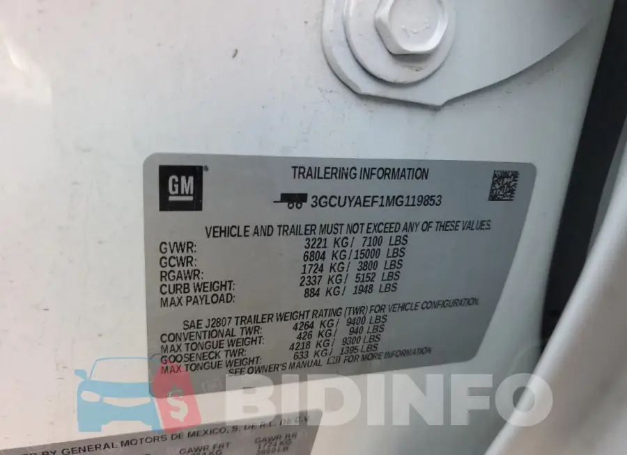3GCUYAEF1MG119853 Photo# 13