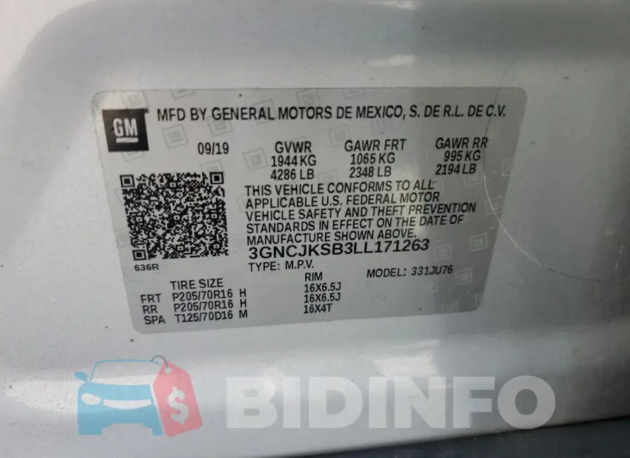 3GNCJKSB3LL171263 Photo# 13