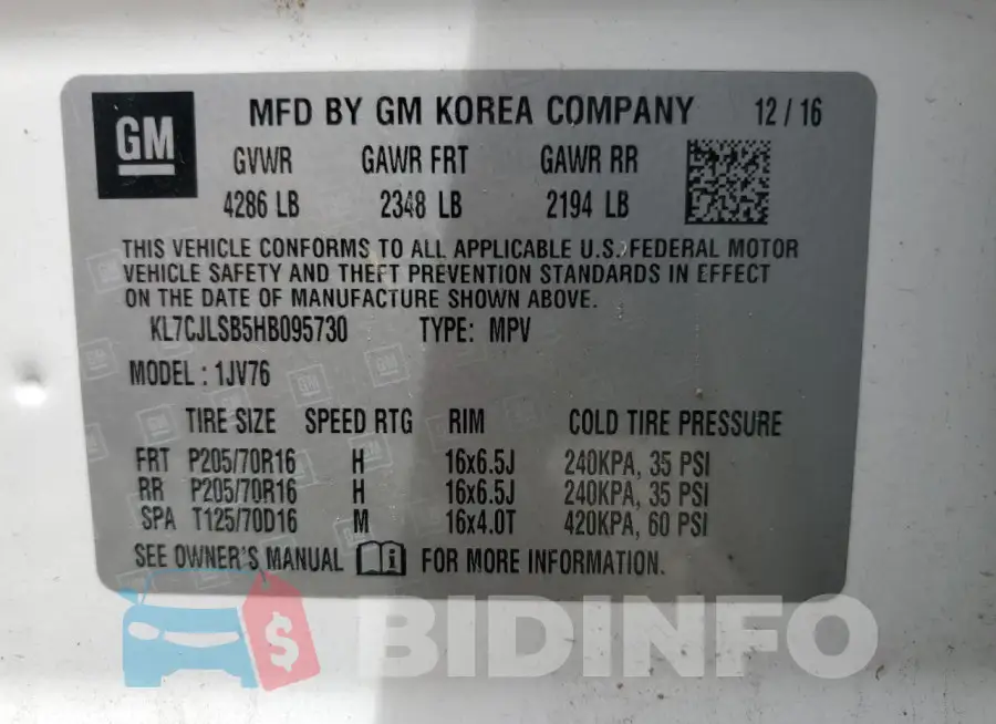 KL7CJLSB5HB095730 Photo# 13