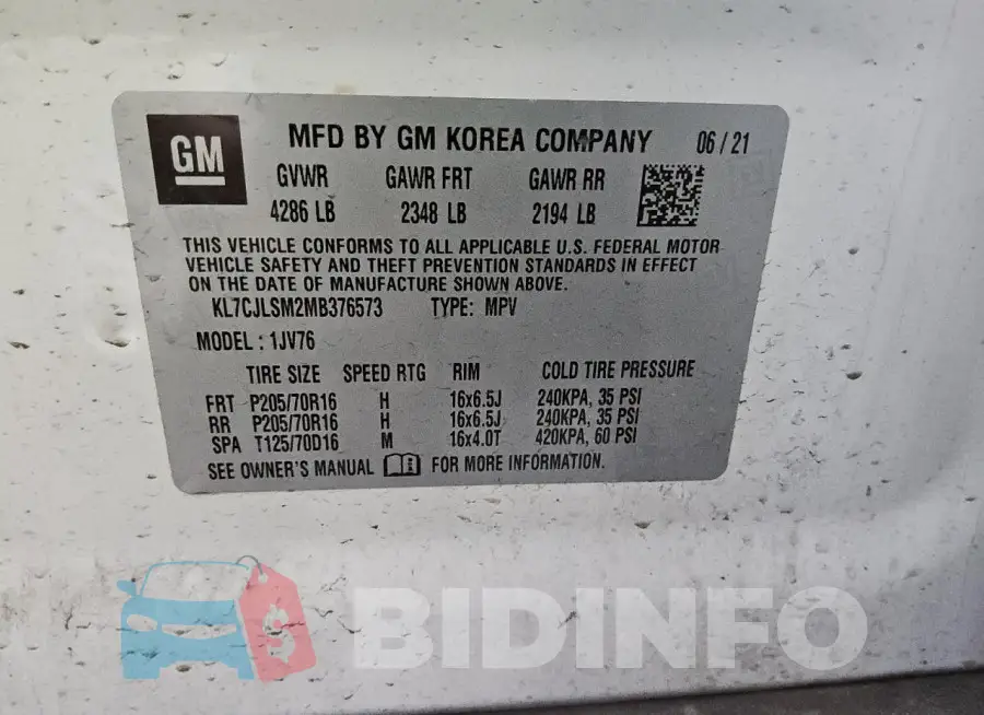 KL7CJLSM2MB376573 Photo# 14