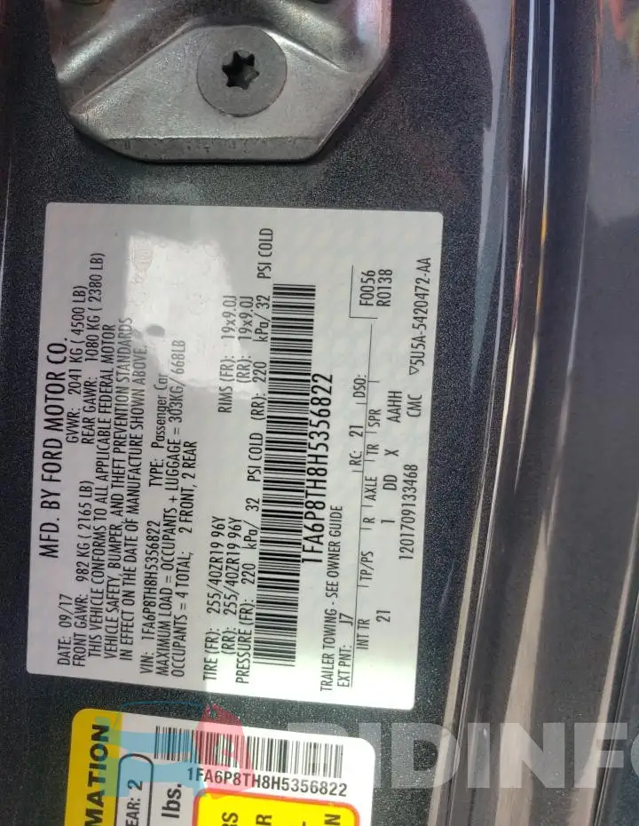 1FA6P8TH8H5356822 Photo# 13