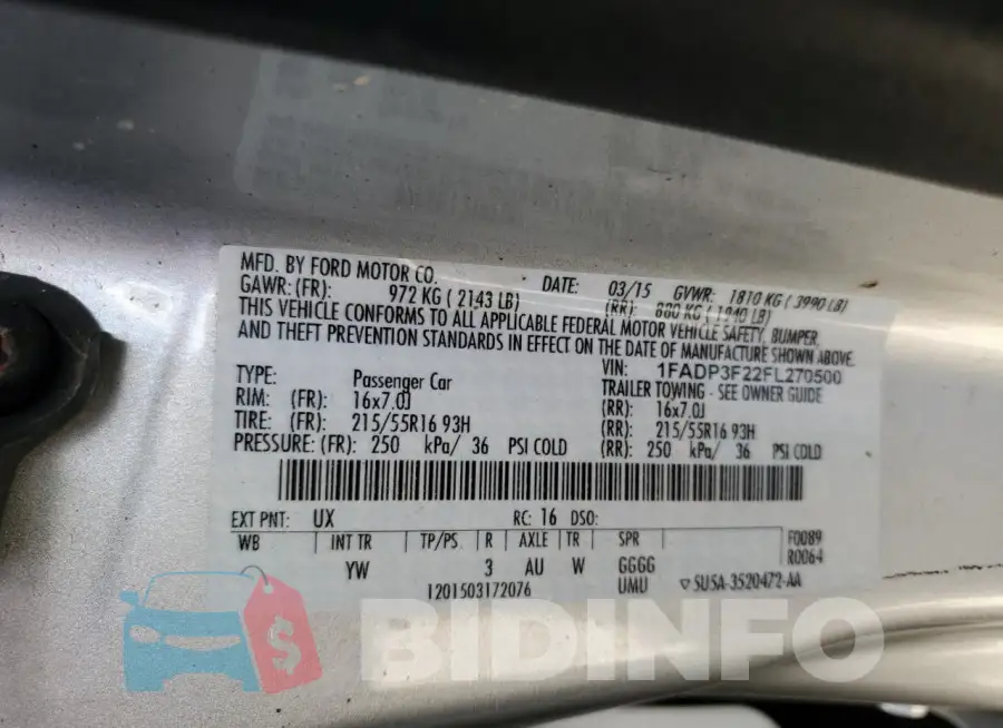 1FADP3F22FL270500 Photo# 12