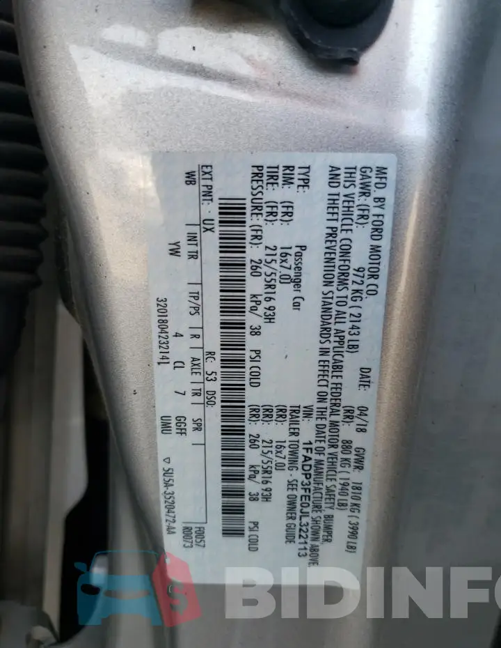 1FADP3FE0JL322113 Photo# 13