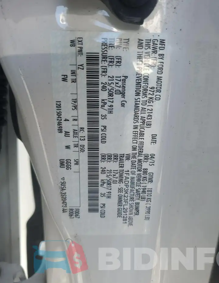1FADP3K23FL291281 Photo# 13