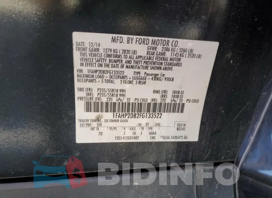 1FAHP2D82FG133522 Photo# 12