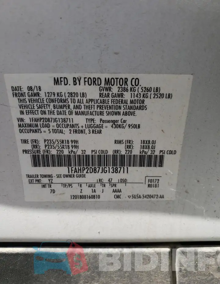 1FAHP2D87JG138711 Photo# 12
