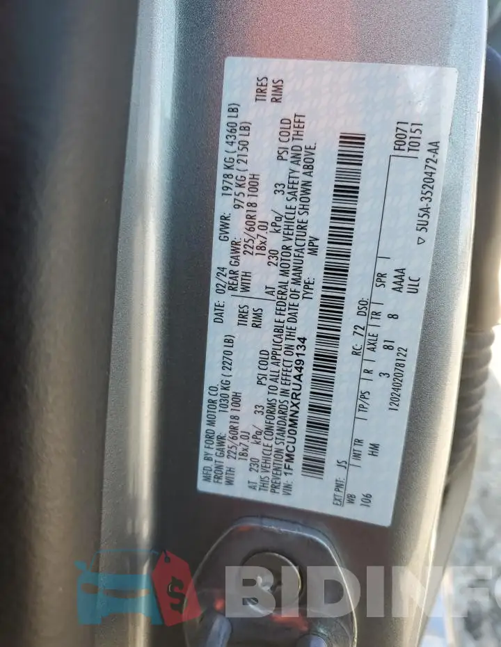 1FMCU0MNXRUA49134 Photo# 14