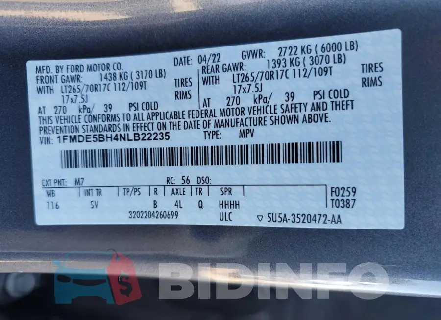 1FMDE5BH4NLB22235 Photo# 13