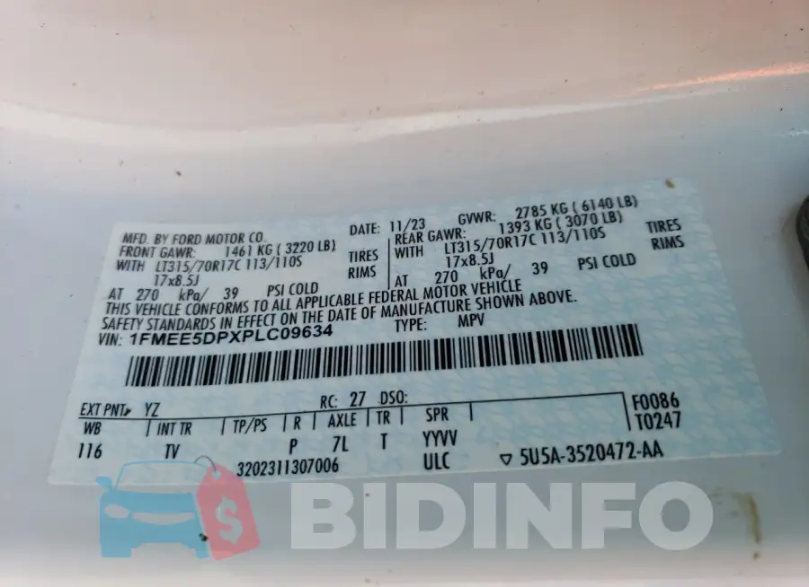 1FMEE5DPXPLC09634 Photo# 14