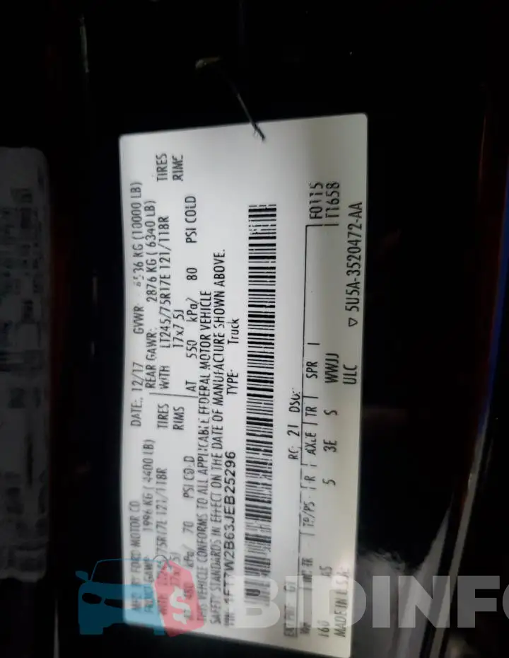 1FT7W2B63JEB25296 Photo# 12