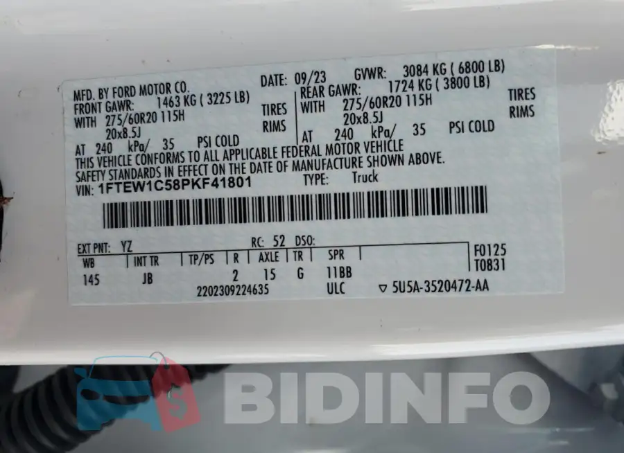 1FTEW1C58PKF41801 Photo# 12