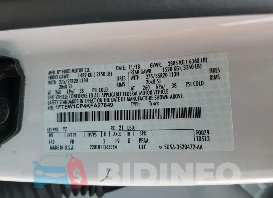1FTEW1CP4KFA27849 Photo# 12
