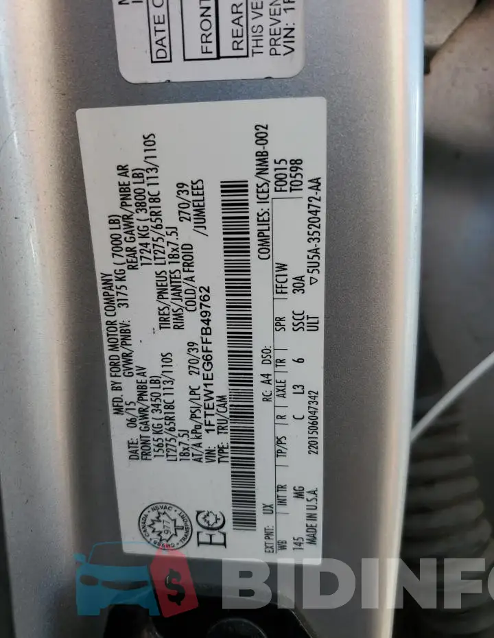1FTEW1EG6FFB49762 Photo# 12
