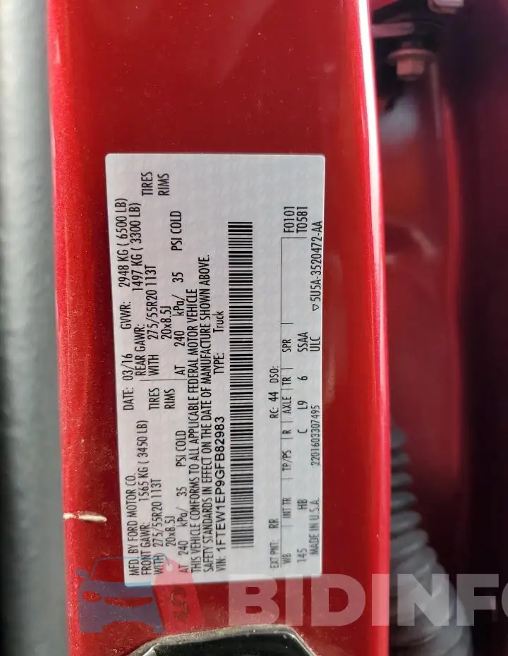 1FTEW1EP9GFB82983 Photo# 12