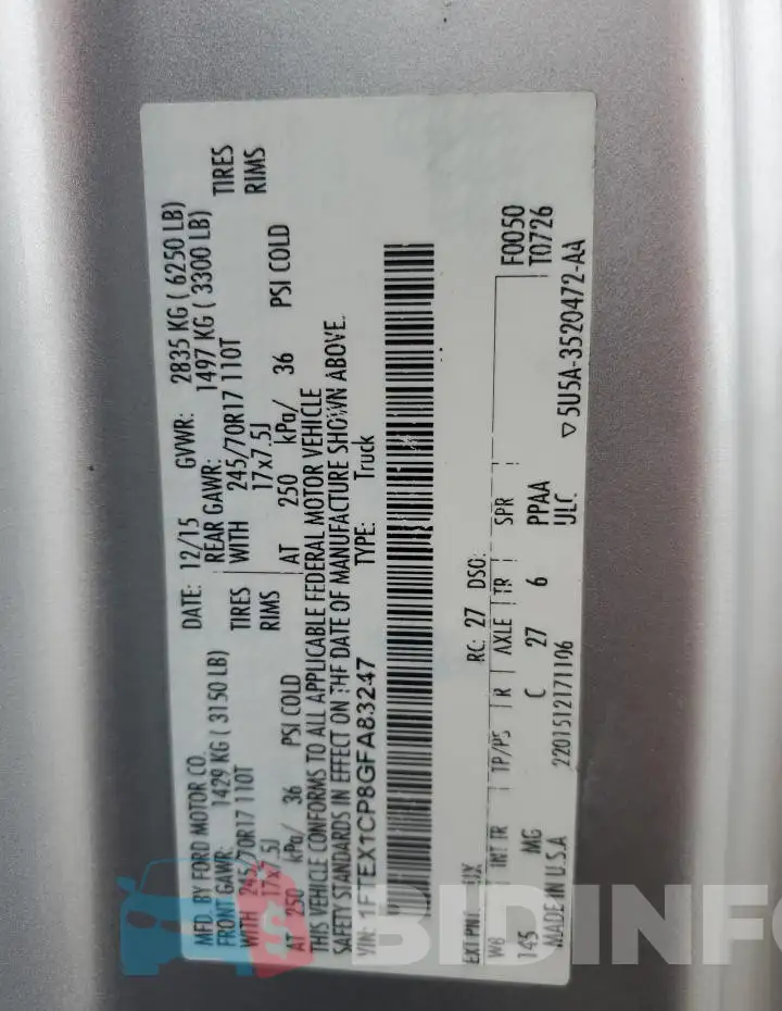 1FTEX1CP8GFA83247 Photo# 13