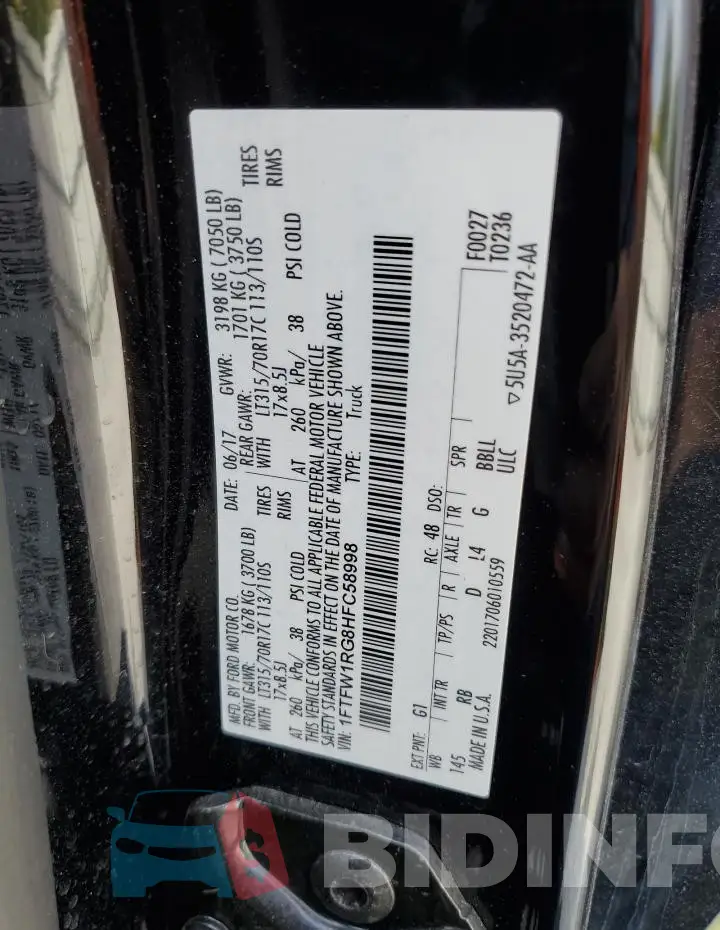 1FTFW1RG8HFC58998 Photo# 13
