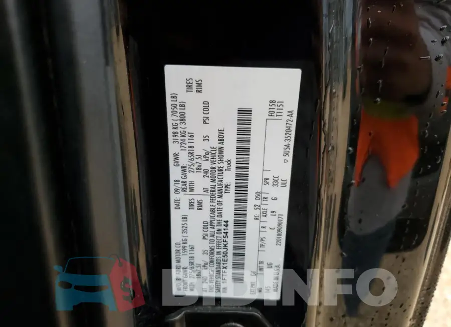 1FTFX1E50JKF54144 Photo# 12