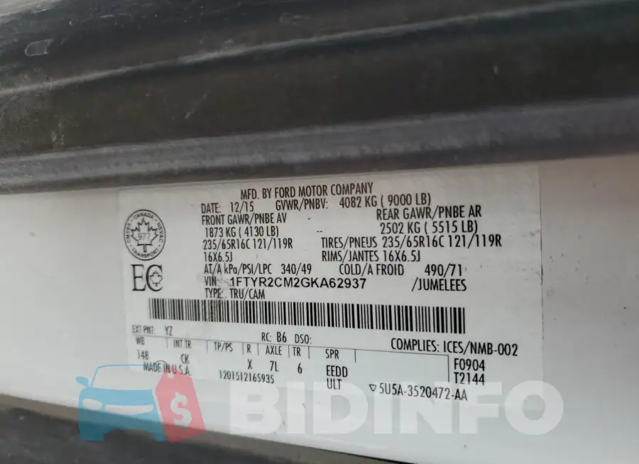 1FTYR2CM2GKA62937 Photo# 13