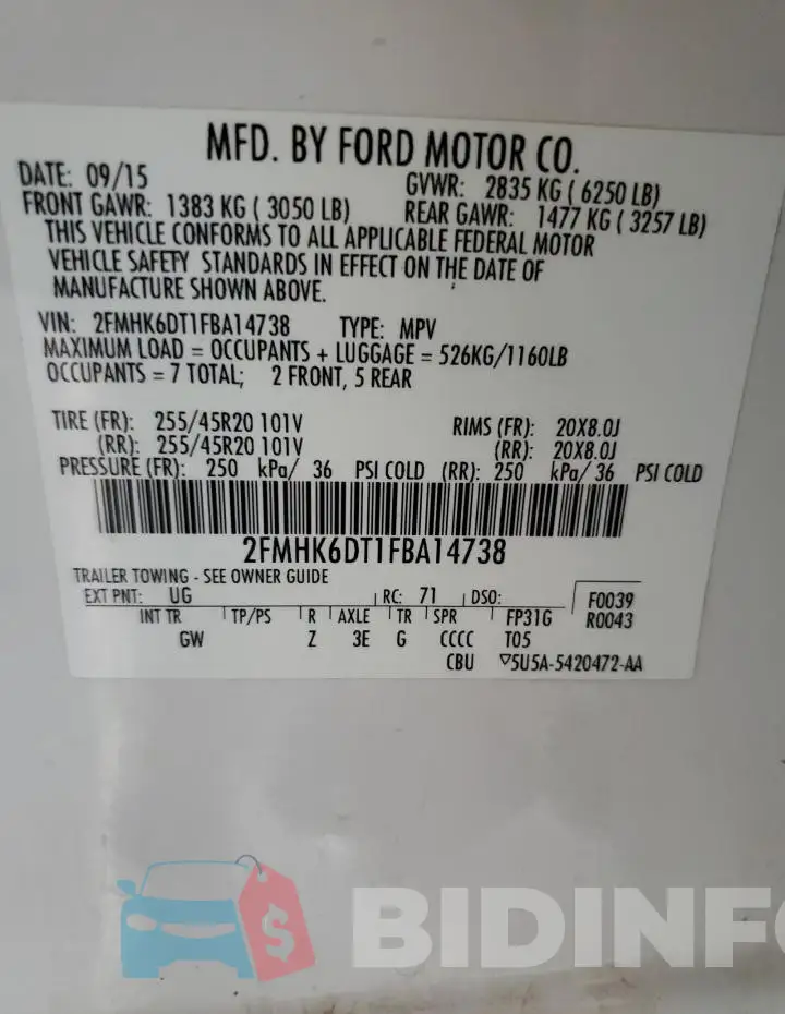 2FMHK6DT1FBA14738 Photo# 13
