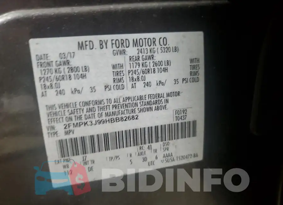 2FMPK3J99HBB82682 Photo# 13