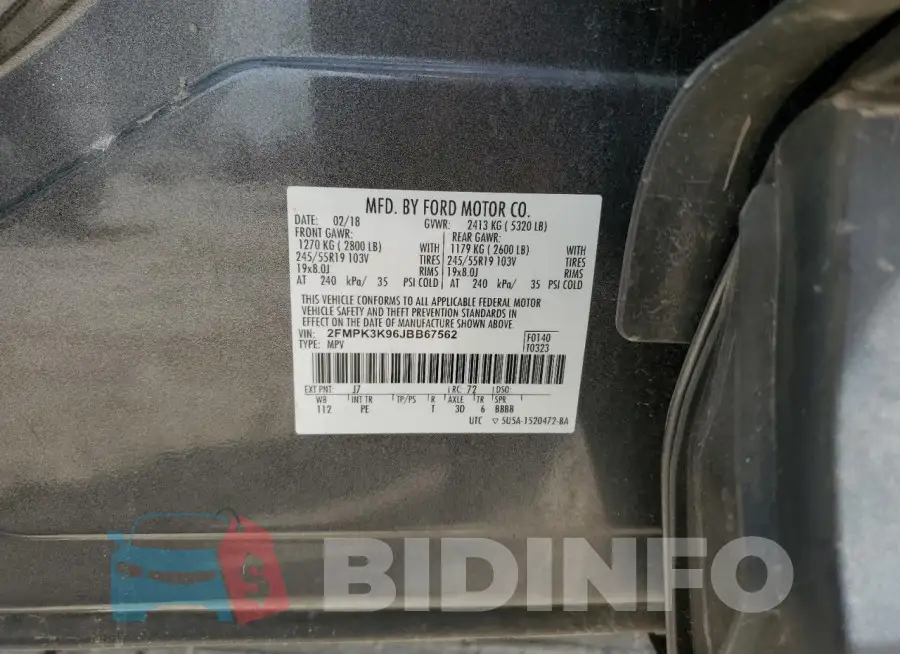 2FMPK3K96JBB67562 Photo# 13