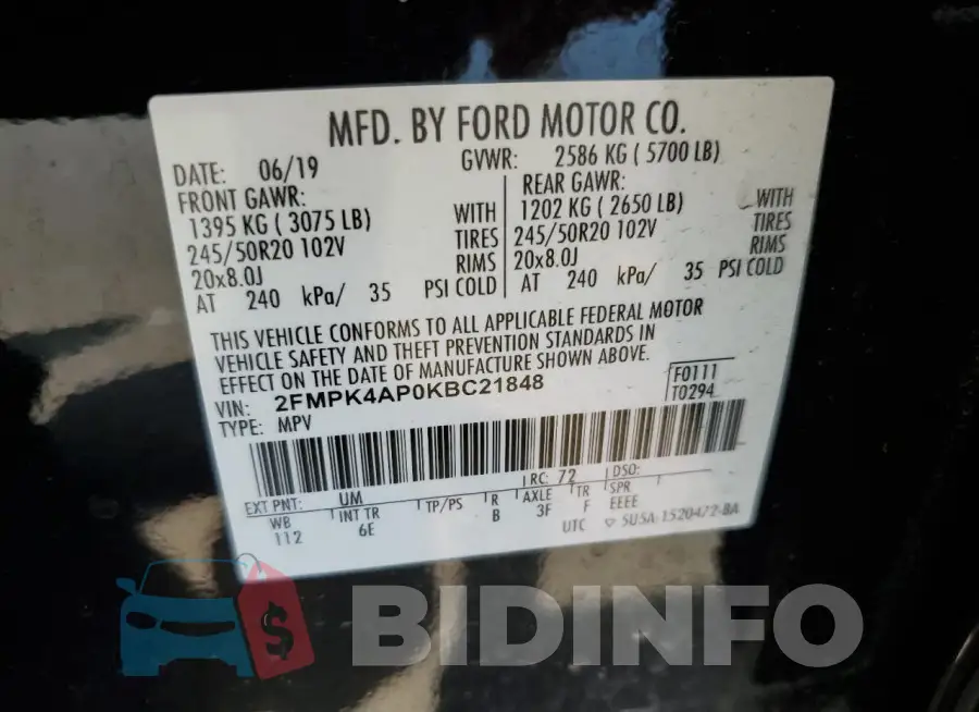 2FMPK4AP0KBC21848 Photo# 13