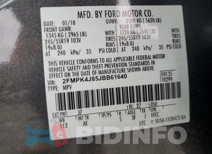 2FMPK4J85JBB61640 Photo# 14