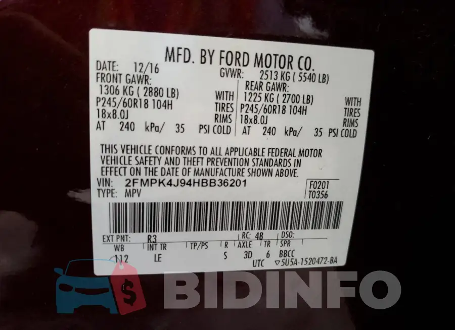 2FMPK4J94HBB36201 Photo# 13