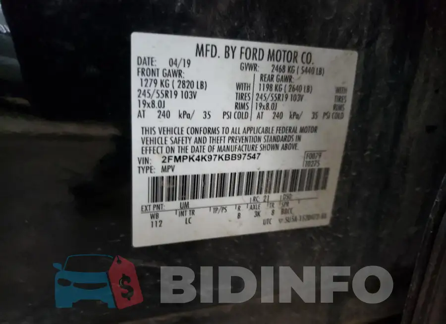 2FMPK4K97KBB97547 Photo# 13