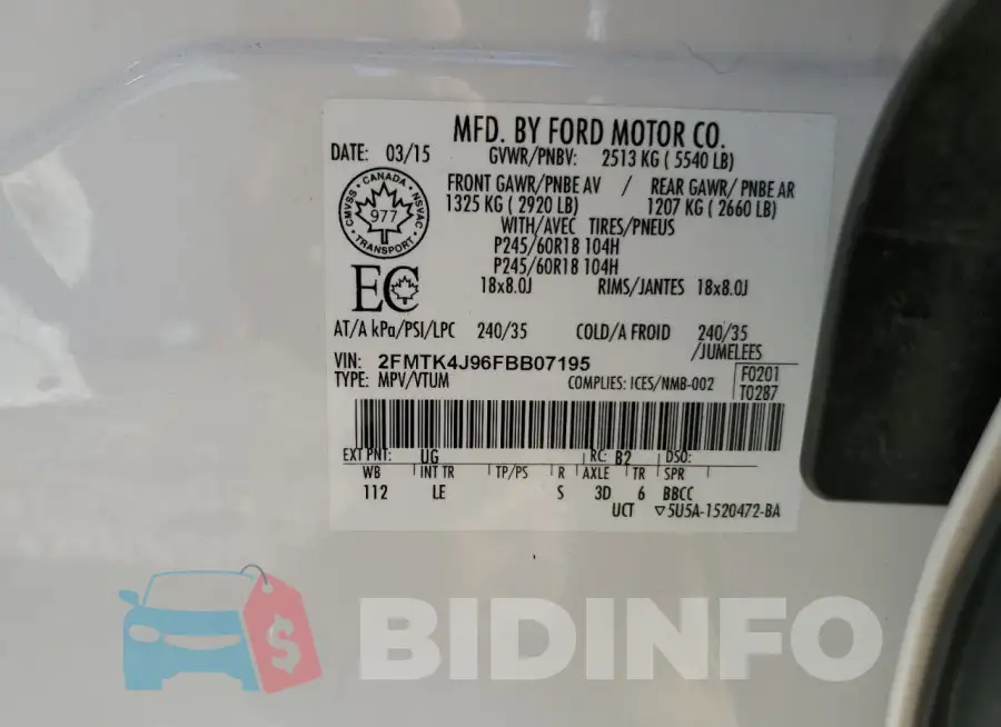 2FMTK4J96FBB07195 Photo# 13