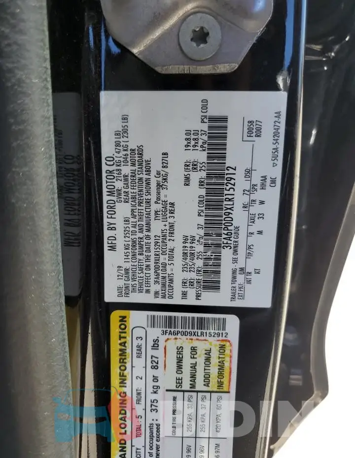 3FA6P0D9XLR152912 Photo# 12