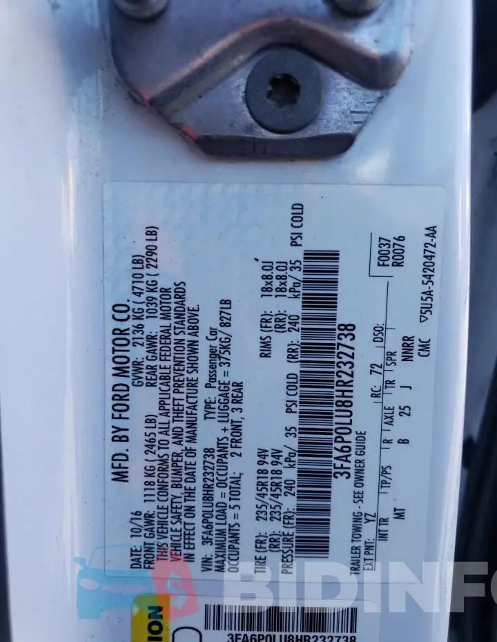3FA6P0LU8HR232738 Photo# 12