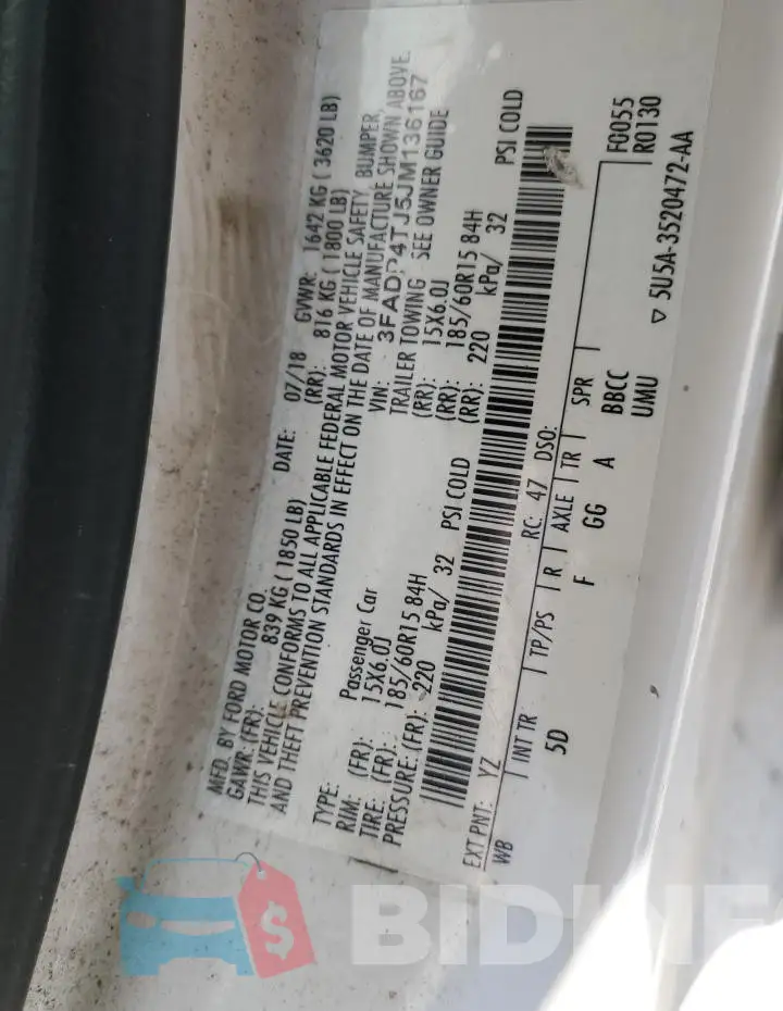 3FADP4TJ5JM136167 Photo# 12