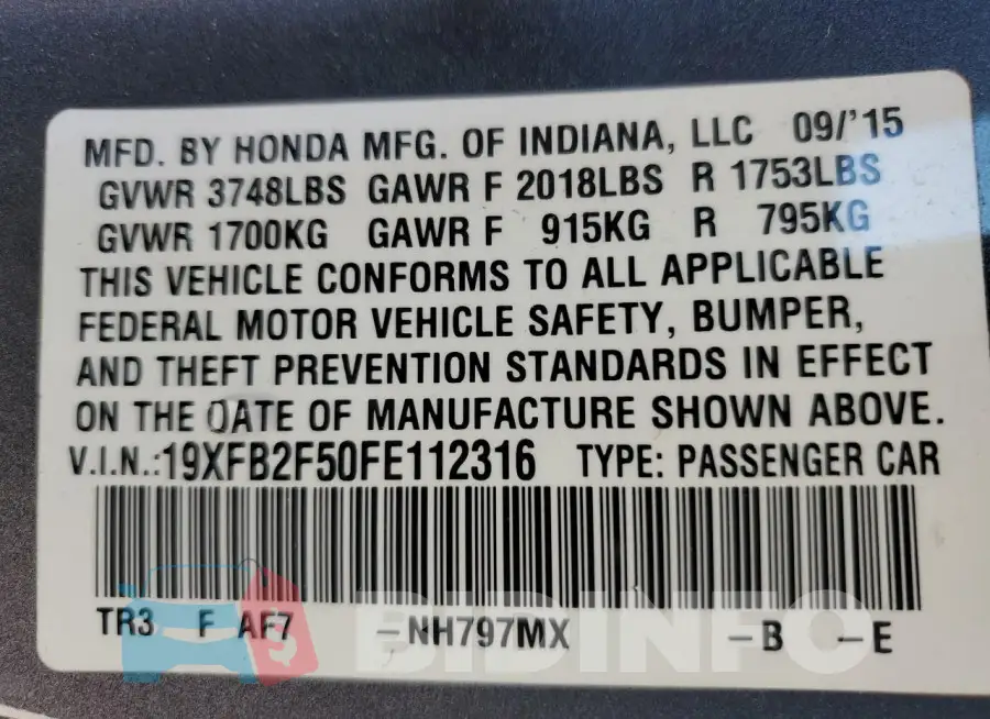 19XFB2F50FE112316 Photo# 12