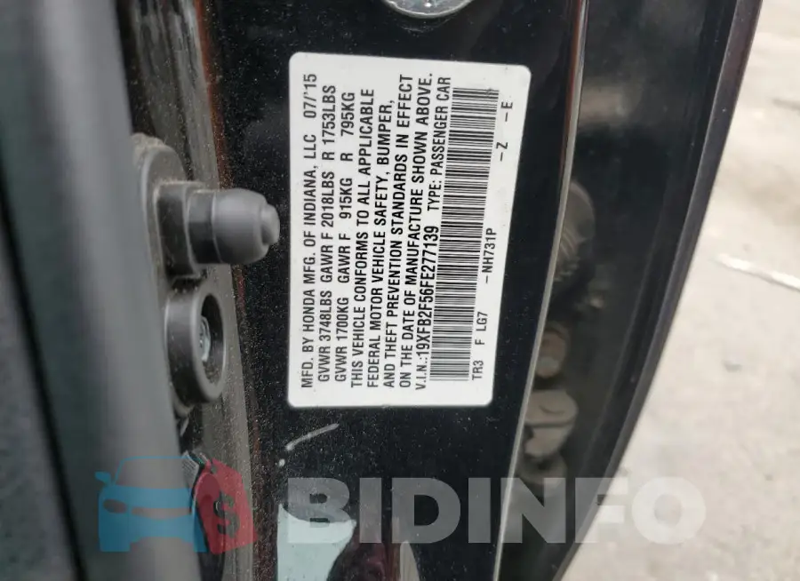 19XFB2F56FE277139 Photo# 13