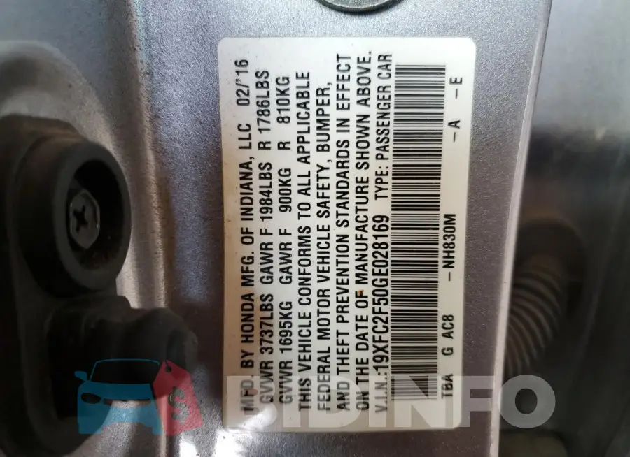 19XFC2F50GE028169 Photo# 12