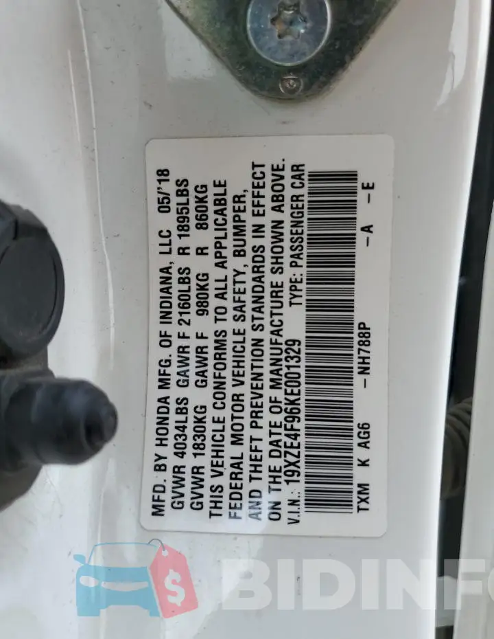 19XZE4F96KE001329 Photo# 12