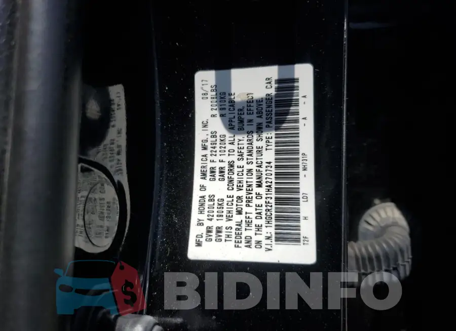 1HGCR2F31HA270734 Photo# 12
