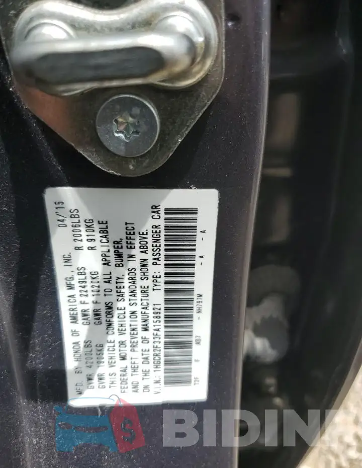 1HGCR2F33FA158921 Photo# 12